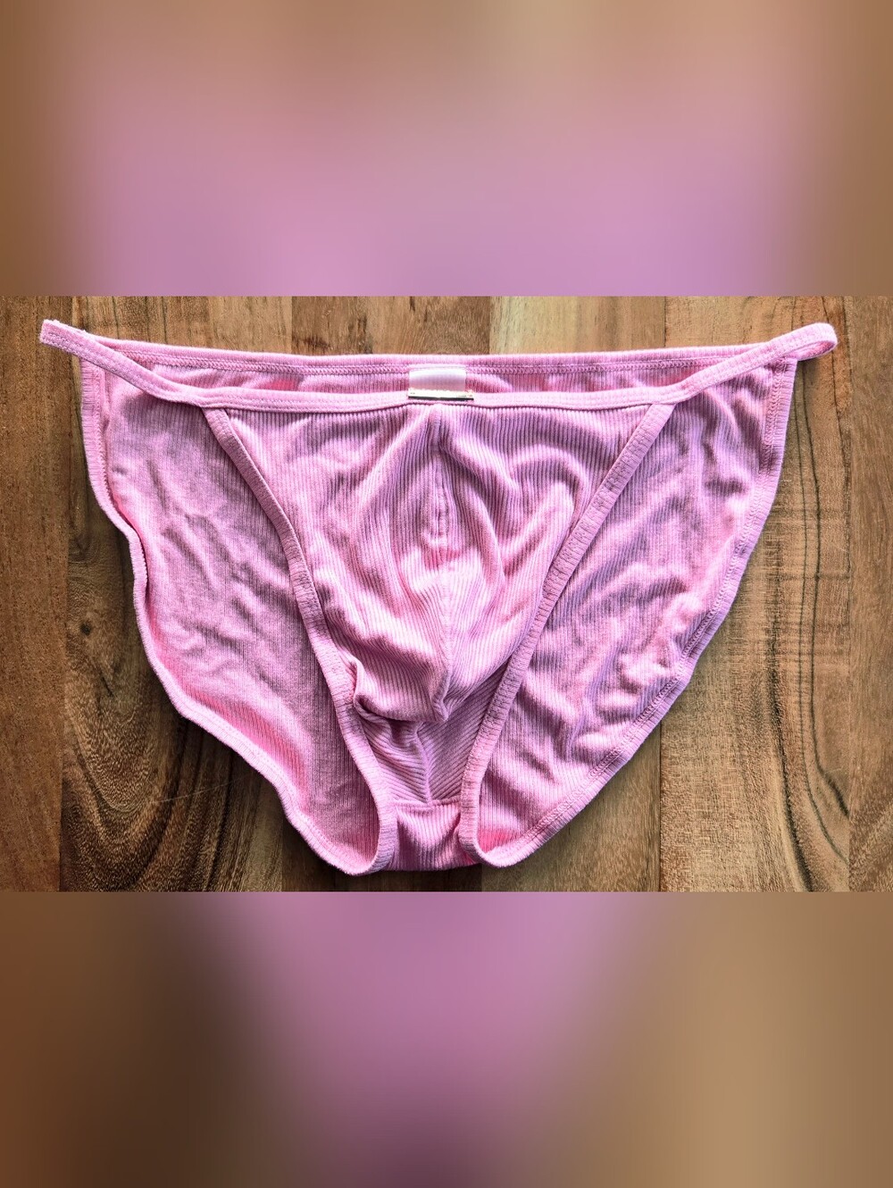 Mens Ribbed Pink String Bikini